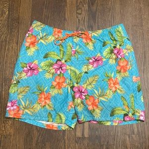 Blue floral swimming trunks